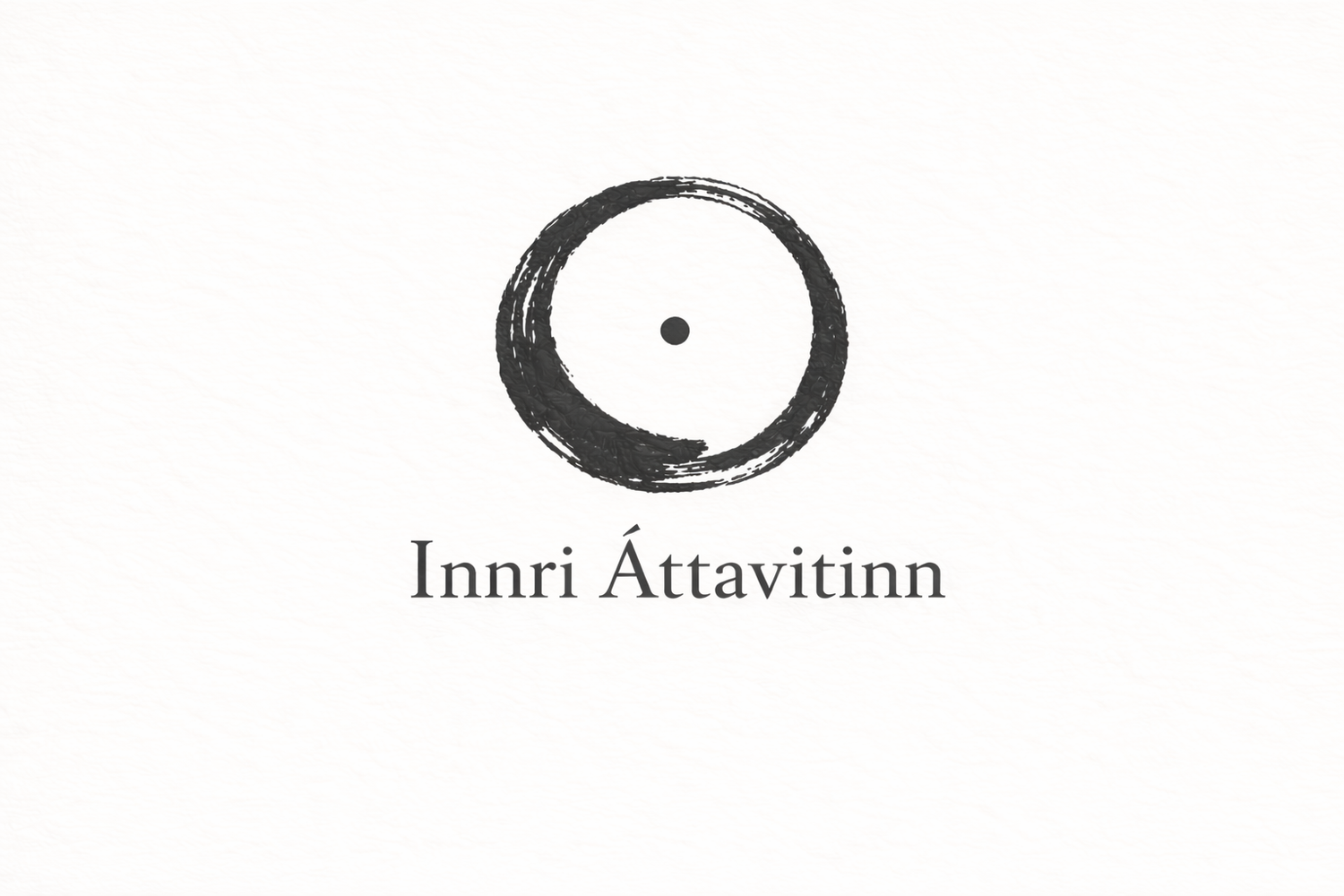 Black circular design with text 'Innri Attavitinn' on a white background